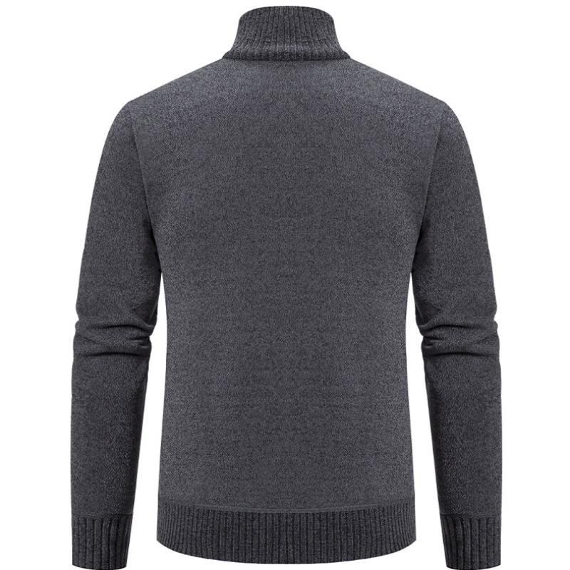 Herren-Cardigan mit durchgehendem Reißverschluss, schmaler Passform, Zopfstrickpullover mit Reißverschluss und Taschen