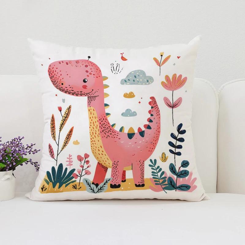 40x40 Cushion Cover Dinosaur Land Pillow Cover Sofa Decoration Children's Room Decorative Pillow Cover Kids Exquisite Gift