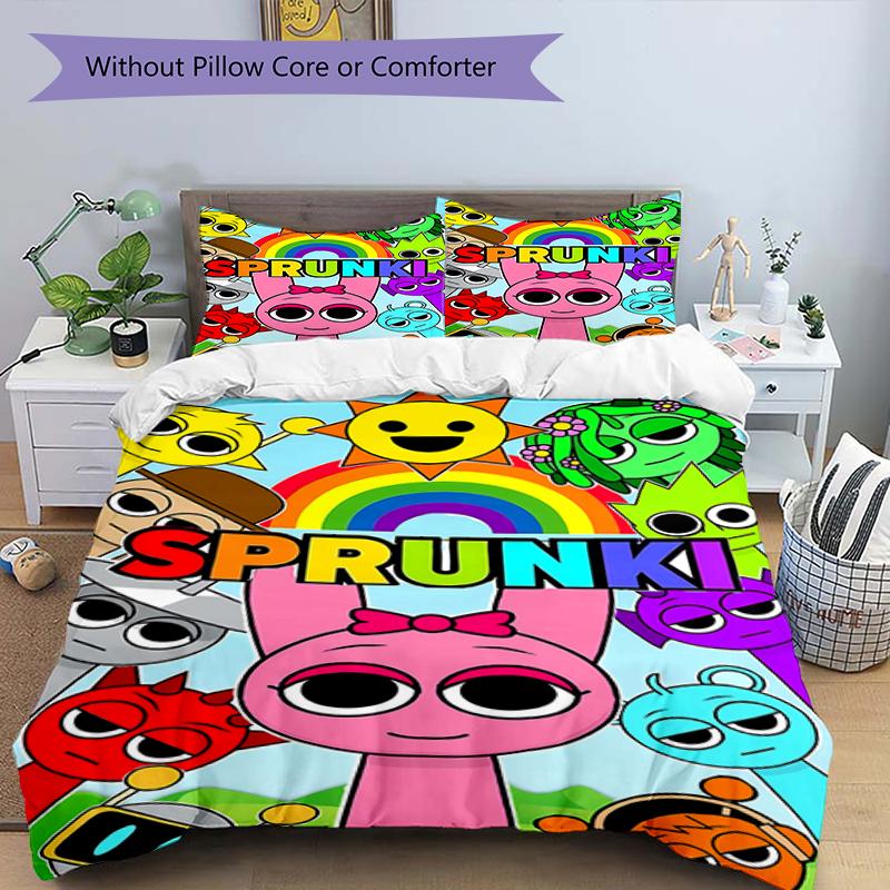 3pcs SPRUNKI9 Design Cover Set - HD Printed Bedding with 1 Cover and 2 Pillowcases - Perfect for Home and Dorm Decor