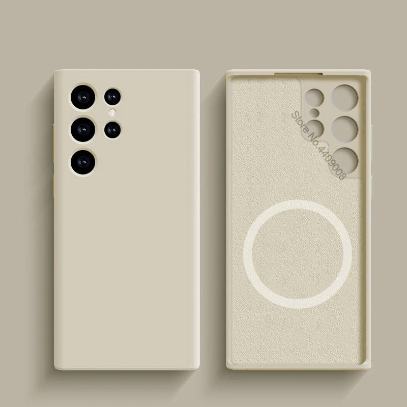 Custodia in Silicone Liquido Per Magsafe Per Samsung Galaxy S24 S22 S21 S23 S25 Ultra Plus Fe Ricarica Wireless Magnetica Cover Antiurto