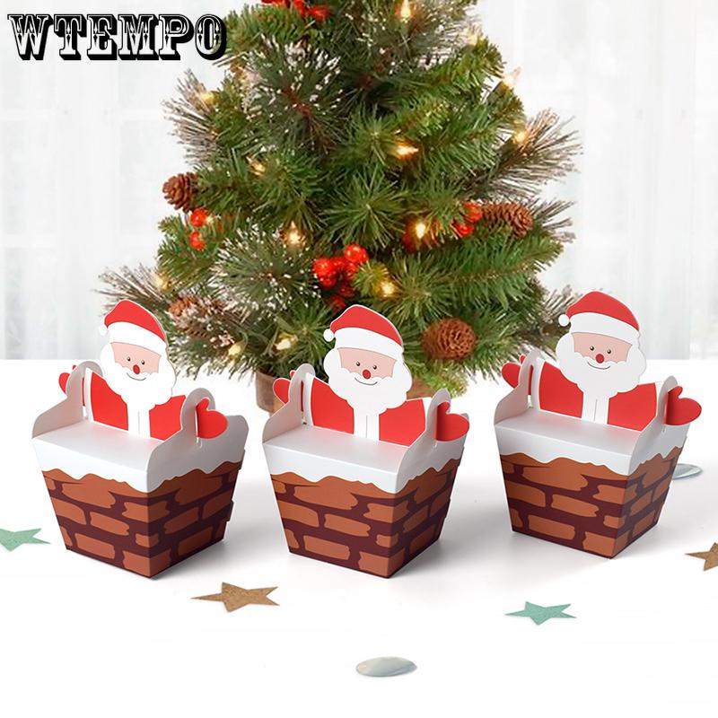 WTEMPO Cute Santa Claus Shaped Design Gift Boxes Christmas Mini Presents Packaging Boxes Creative Foldable DIY Paper Favor Boxes