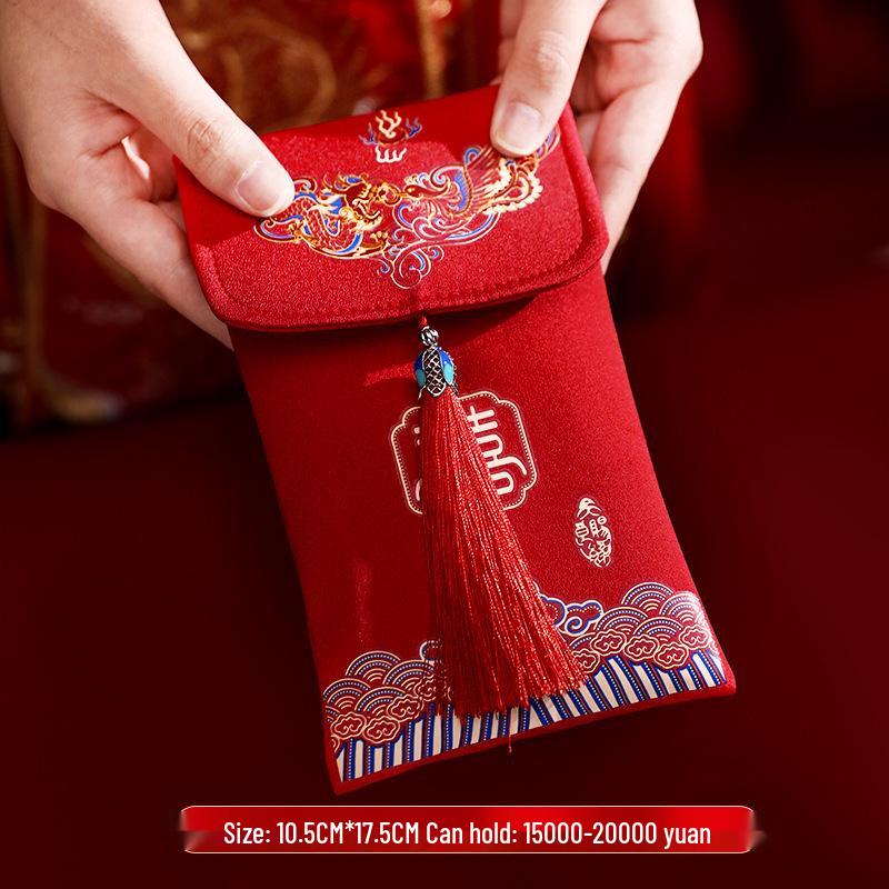 High-End Chinese Wedding Red Envelope Bag for 10,000 Yuan, New Style Cloth Art Design, Perfect for Parents' Address Change Gift