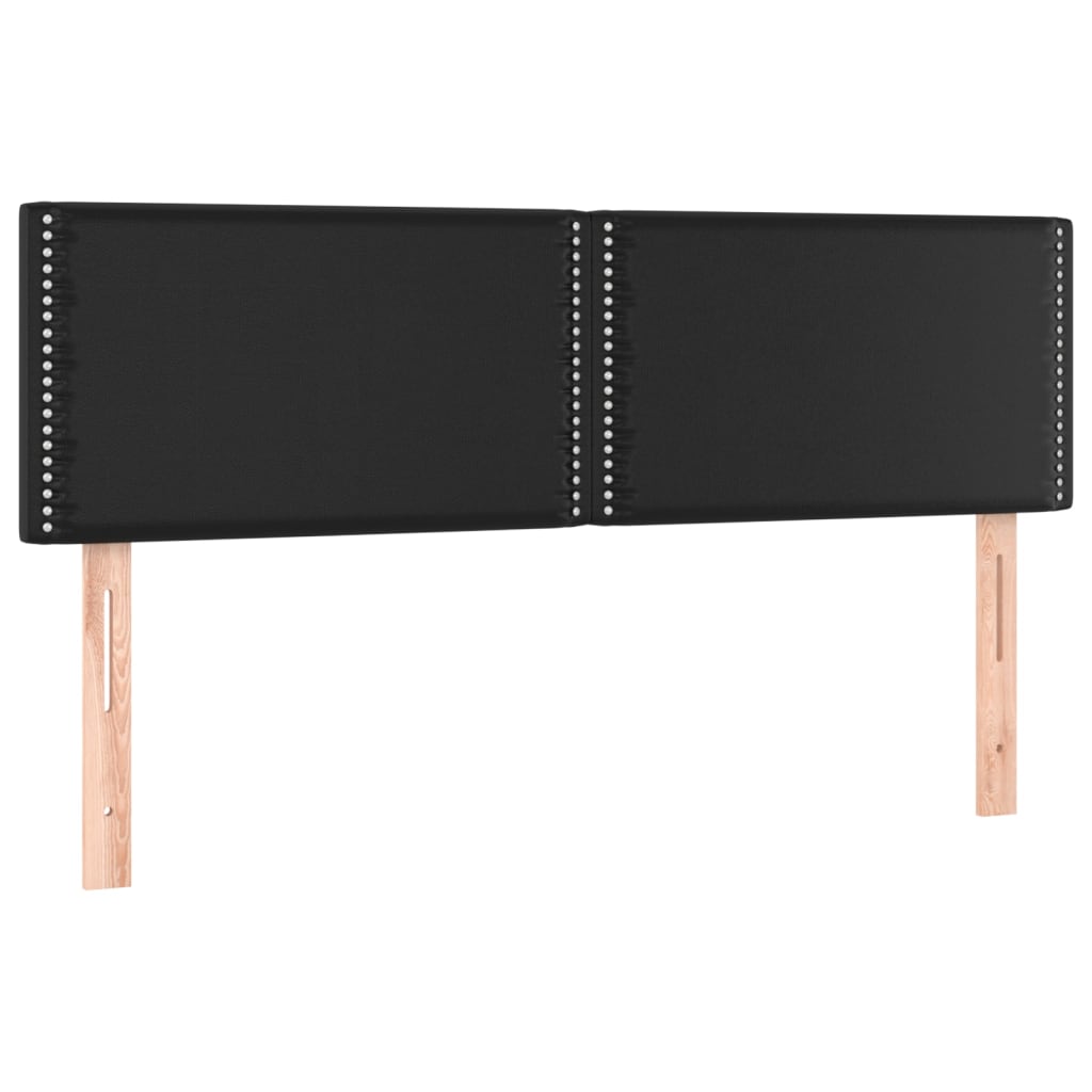 Vidaxl Zagłówek Do Łóżka Z Led, Czarny, 144X5X78/88 Cm, Sztuczna Skóra