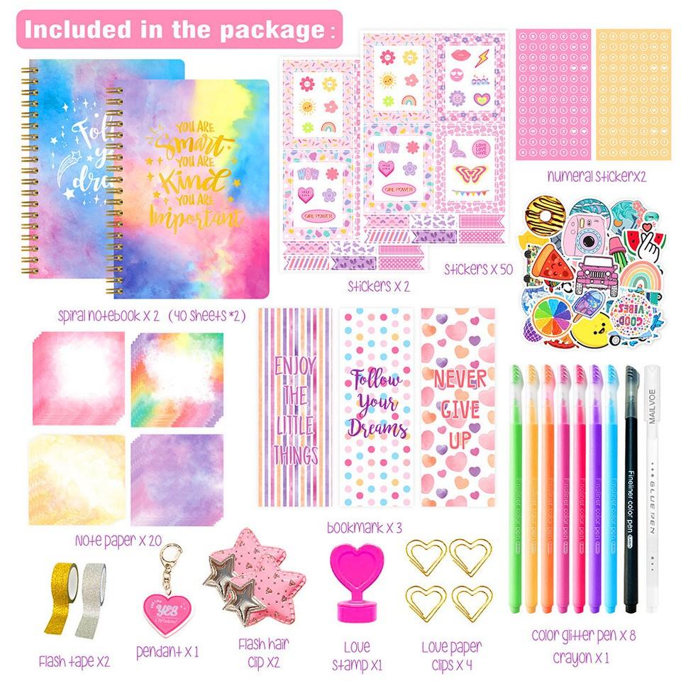 98Pcs DIY Journal Set Scrapbooking Journaling Arts Craft Kits Decor Toy Desirable Gift