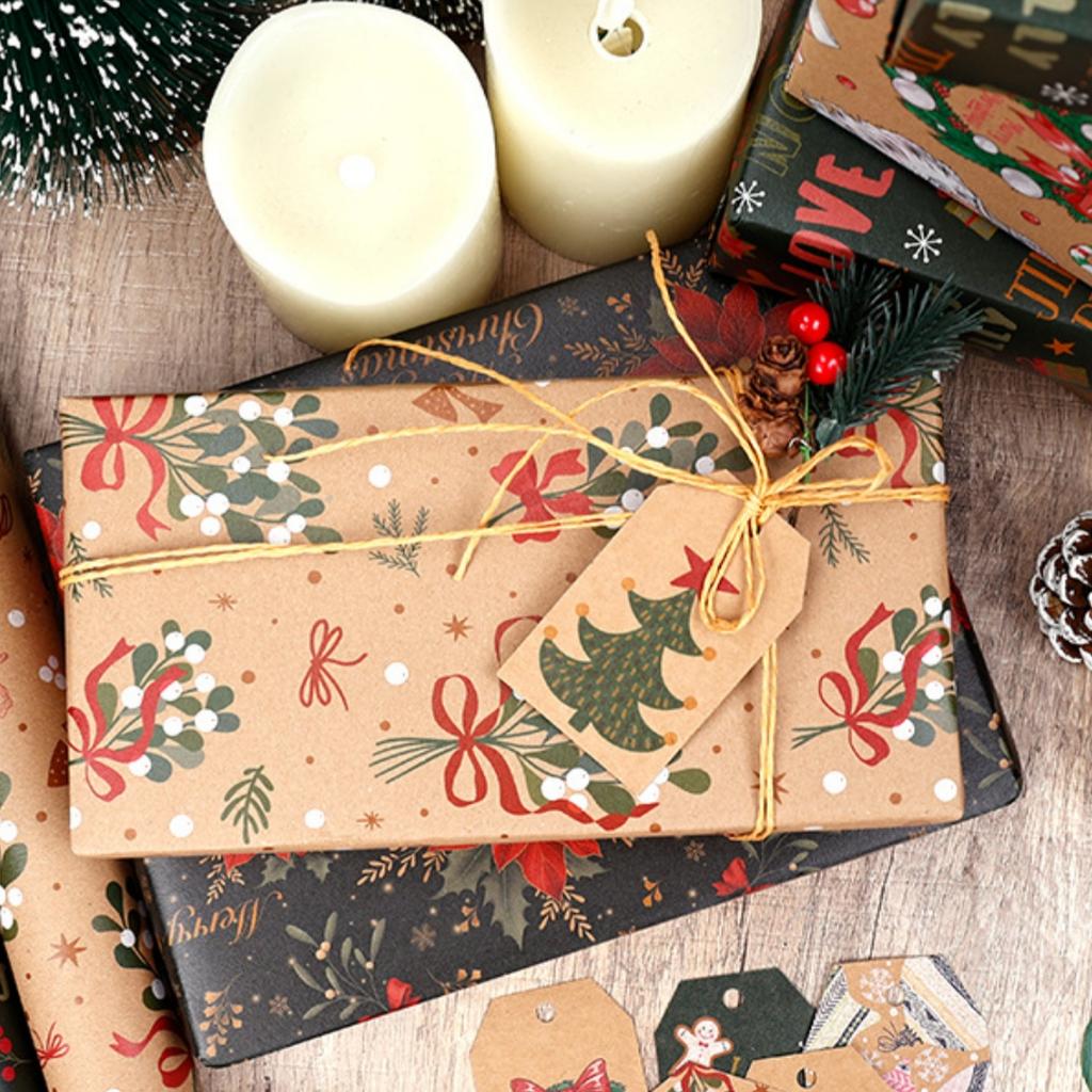 Xmas Gift Paper High-Quality Vintage Gift Wrapping Paper Brown Kraft Paper Recyclable For Wedding Christmas Winter Holiday