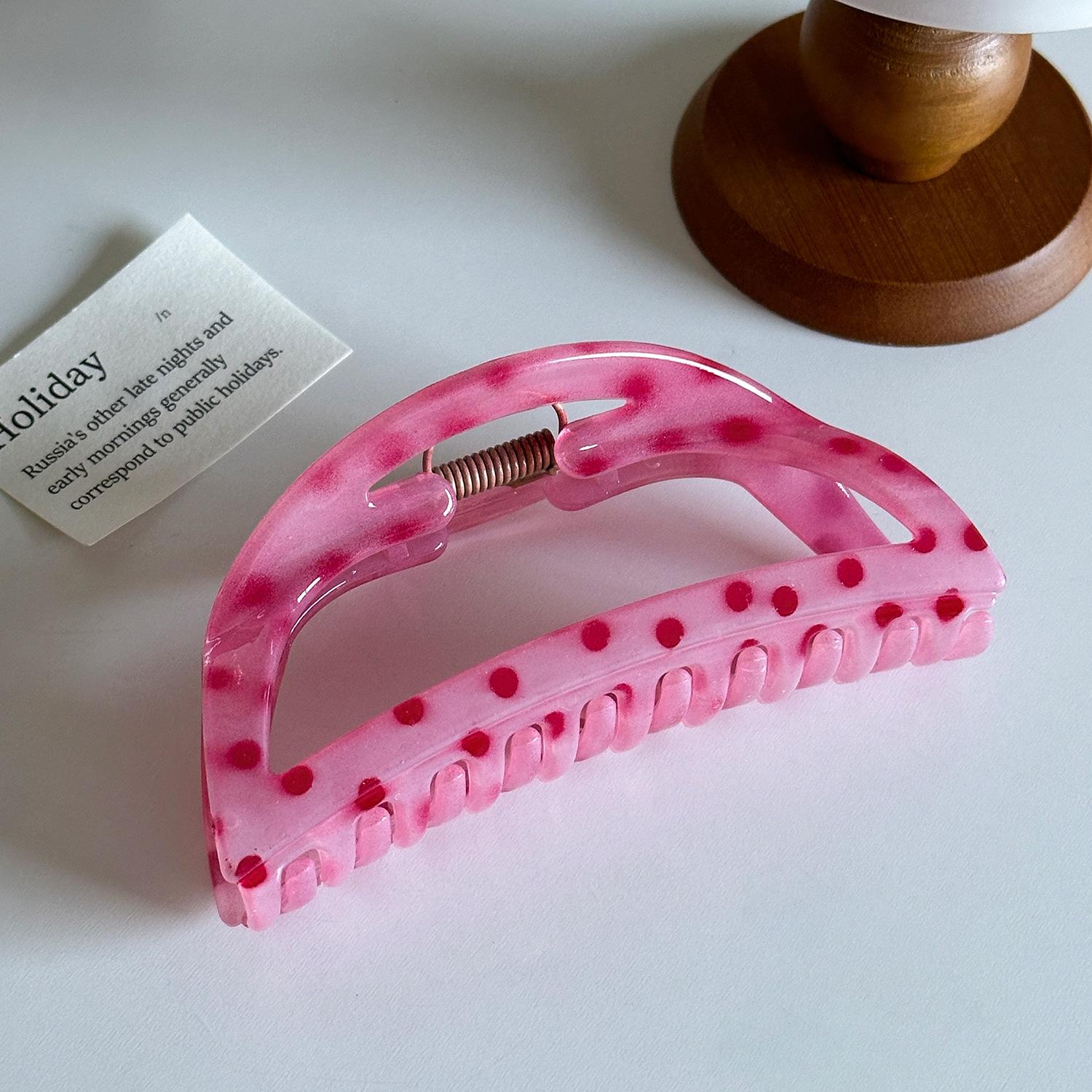 

Fashionable Large Highend Polka Dot Hair Claw Perfect For Womens Looks Professional HalfRound Pink