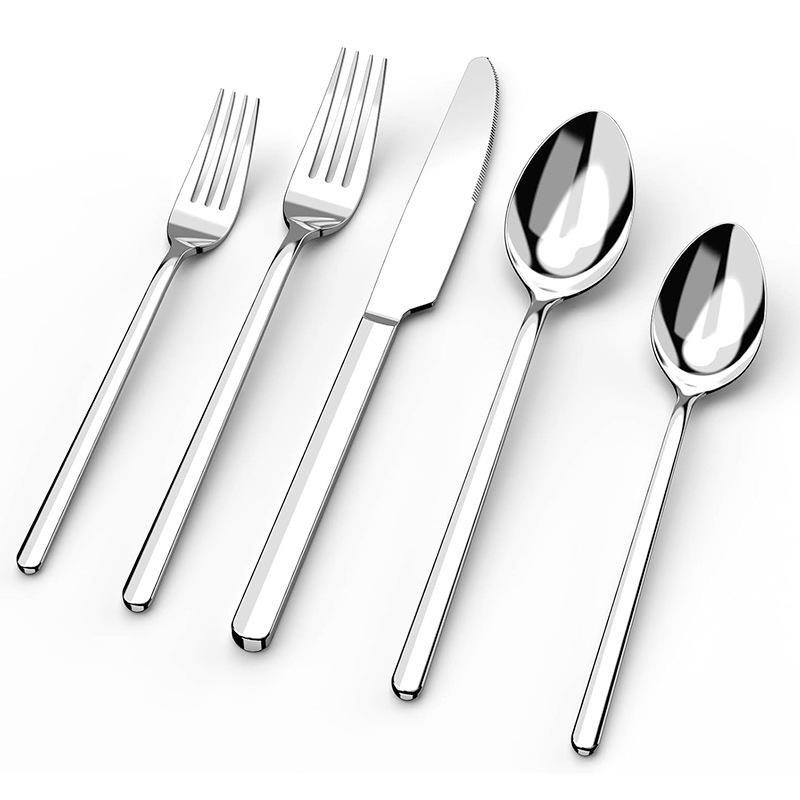 

5PCS premium quality 420 and 18-10 Stainless steel Dinnerware Set cutlery set steak knife and fork dessert fork and spoon