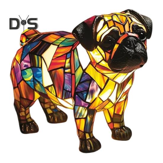 Stolní lampa Corgi Retro mořená pryskyřičná noční lampa s motivem psa LED stolní lampa pro domácí noční stolek dekorace milovníky psů dárek