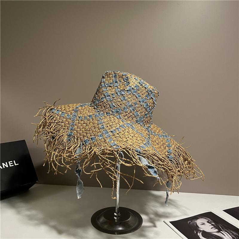 2023 Cappelli da Sole in Paglia Fatti a Mano per Donna Uomo Ampia Tesa Larga Ragazze Alta Qualità Naturale Panama Estivi da Spiaggia Cappelli in Paglia per Vacanza