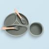 Silicone Baby Tableware Set: Non-slip Bowl, Bib, Plate, Fork & Spoon - Food Grade Material