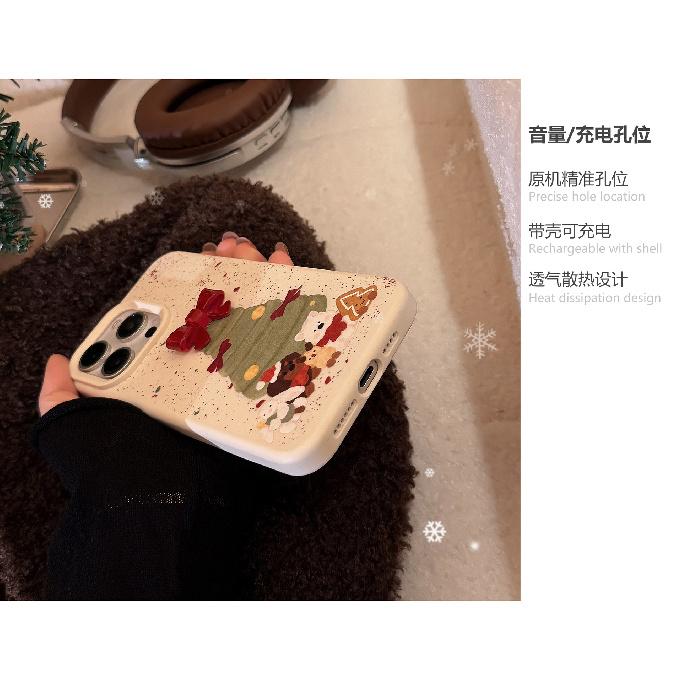 Suitable for three-dimensional bows iphone16iPhone Case17Christmas Tree Cartoon15Anti-Fall14promax Soft