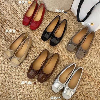 Damenschuhe mit kleinem Duftstil, Schleifenspleißung, Innenhöhenerhöhung, Nachtbrise, Pendeln, weich besohlte Ballerinas