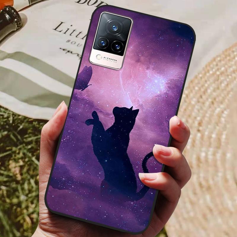 Dla Etui Coque vivo V21e Silikonowe Etui na Telefon z Tylną Pokrywą Dla vivo V21e Etui Miękki Bumper Funda na vivo V2061 V21 e V 21e 6.44" Torba
