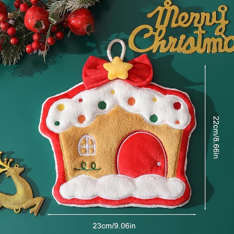 Christmas Towel Cute Christmas Atmosphere Practical Christmas Gift Comfortable Hand Towels Kitchen 4 Styles