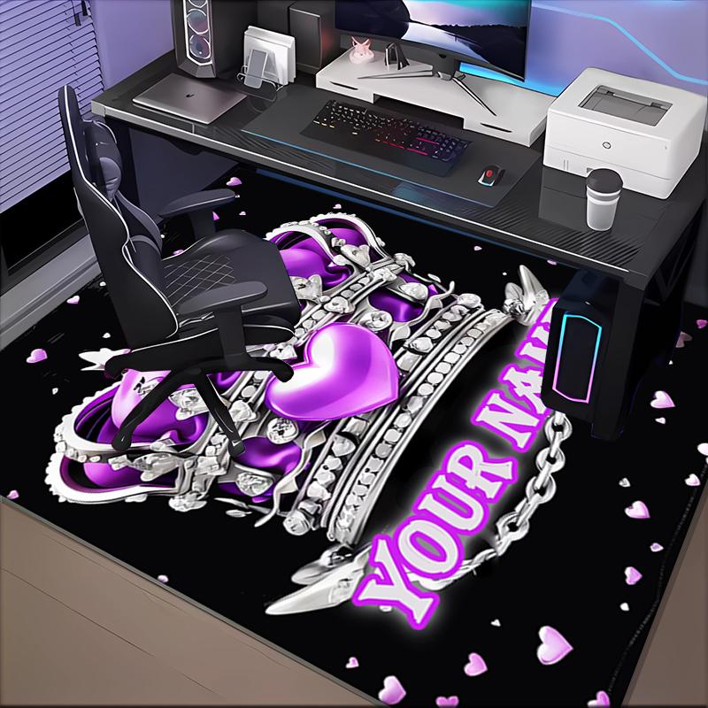 1PC Custom Name Royal Crown Theme Floor Mat Ideal for Living Room, Game Rooms, Office, Bedroom,Floor Mat Playful Design