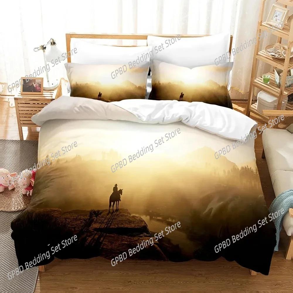 

Game Red Dead Redemption Bedding Set 3D Printed Suitable For Bedroom Duvet Cover Set With Pillowcases Kids Home Textile EU Single(135*200cm)3pcs