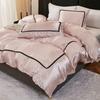 3PCS Satin Duvet Cover Set Silk White Black And Pink Bedding Comforter Cover Silky Luxury Silky Bed Set Soft for All Season
