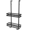 Shower Caddy Hanging Shelf with Hooks Suction Cups Stainless Steel Hanging Door Shower Rack Rustproof Hanging Caddy Rack