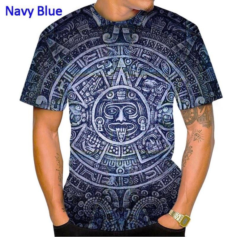 

Мужская мода Aztec Calendar 3D Printed футболка Мужская и женская повседневная футболка с коротким рукавом S золотой