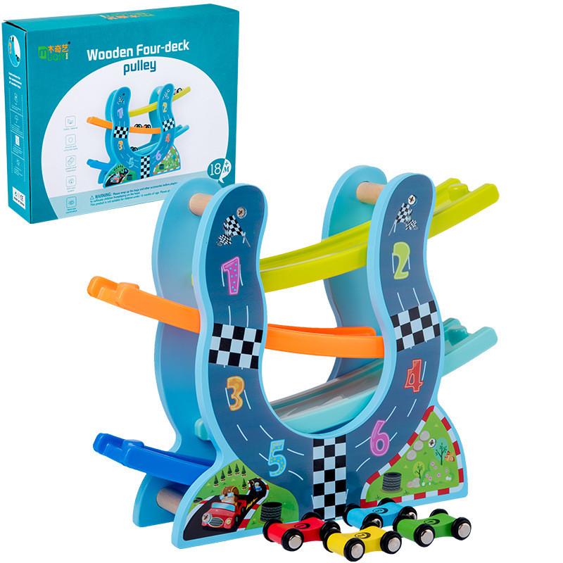 Six Layer Wooden And Four Layer Racing Gliding Track Set Children Puzzle Toy
