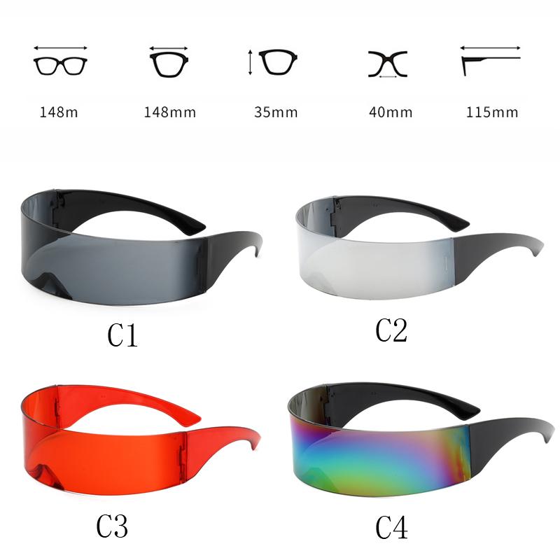 Futuristiska Smala Enöga Solglasögon Laser Glasögon UV400 Skydd Personlighet Speglade Linser Kostym Glasögon Herrglasögon