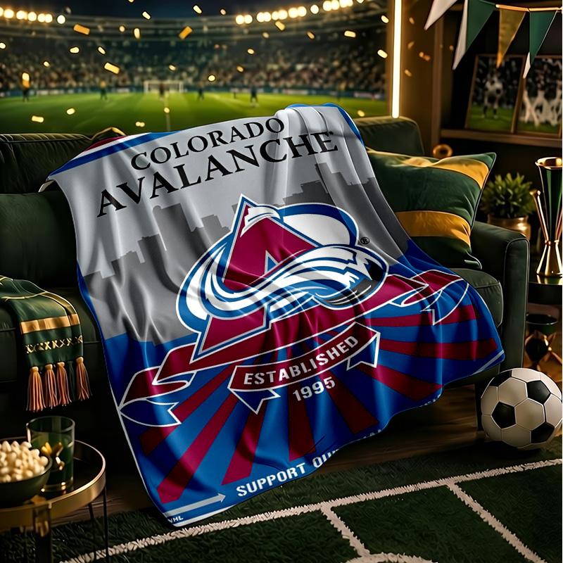 Colorado Hockey Throws Blanket Flannel Blankets Plush for Couch Bed Gifts for Men Women Travel Picnic Blanket Christmas Fan Gifts