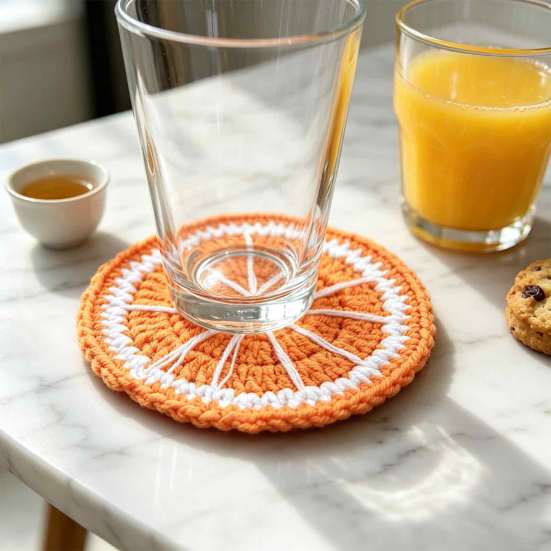 Hand Knitted Fruit Coasters Handmade Coaster, Crochet Watermelon Orange Strawberry Kiwi Cherry Small Wool Mats for Coffee Cups Cup Mat, Heat