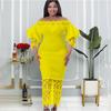 New One-word Shoulder Off-the-shoulder Hip-wrapped Lace Splicing Lantern Sleeve Dress Dress Dress