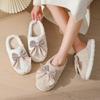 Bow-tie Fluffy Slippers Women's Winter Couple Plush Warm Men's Home Indoor Household Fluffy Slippers Men
