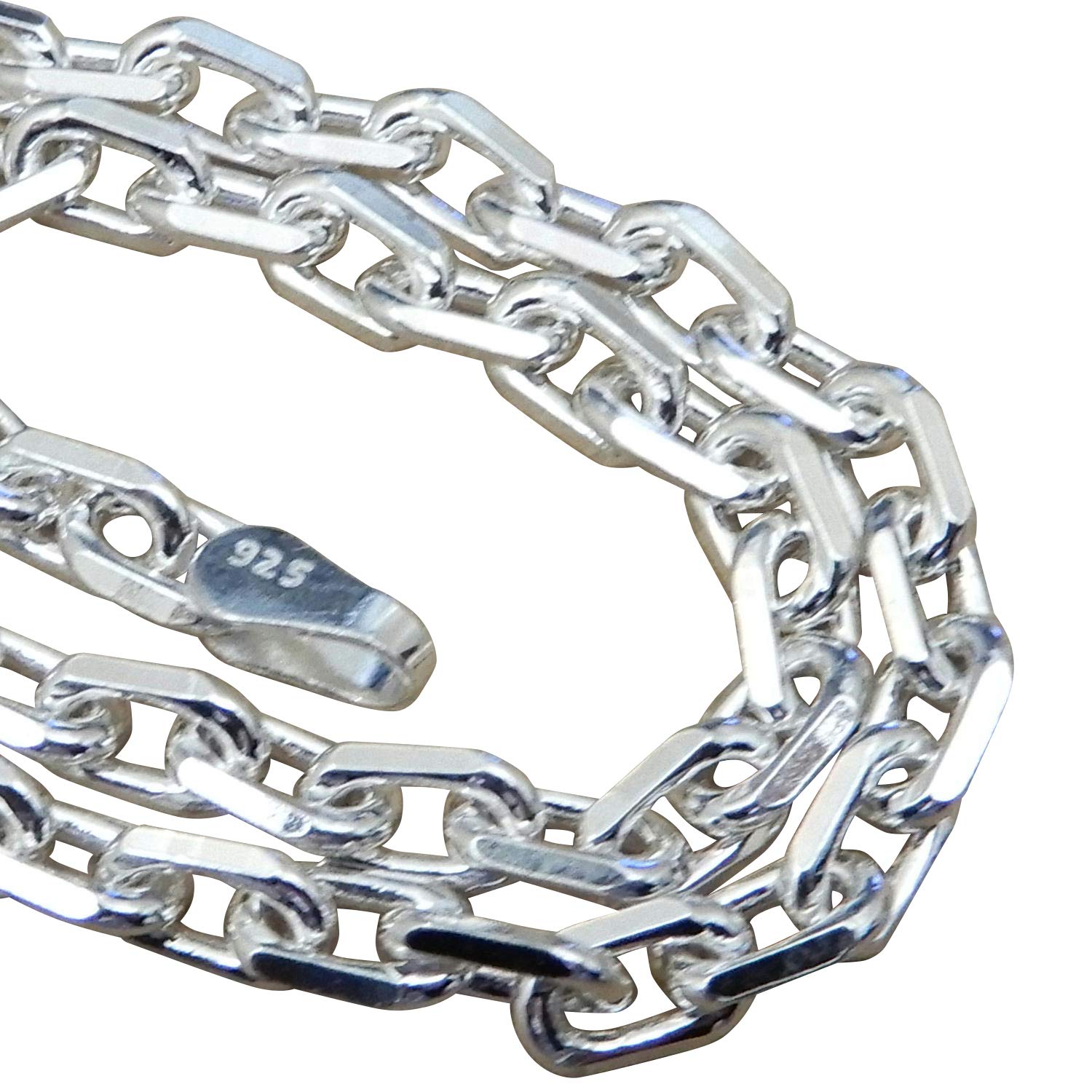 

Men s 925 Silver Chain Necklace, 4.1mm, 55cm, Thick Azuki Chain, 4-Sided Azuki Chain