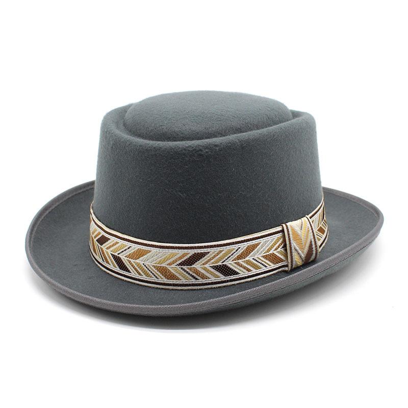 Retro French Top Hat Convex Top Jazz Felt Hat Men'S And Women'S Solid Color Top Hat