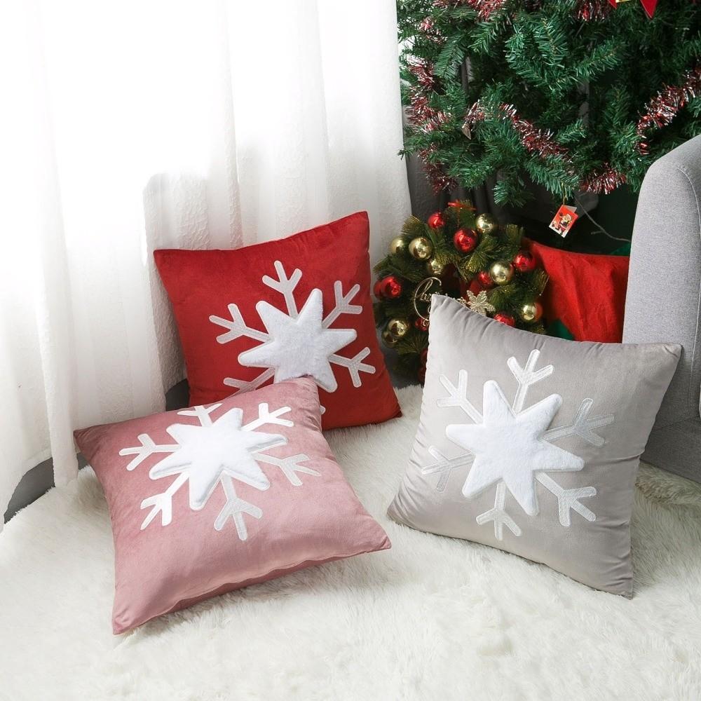 Festive Christmas Pillow Cover Unfilled Throw Pillow Cover Xmas Sofa Pillowcase Holiday Decor