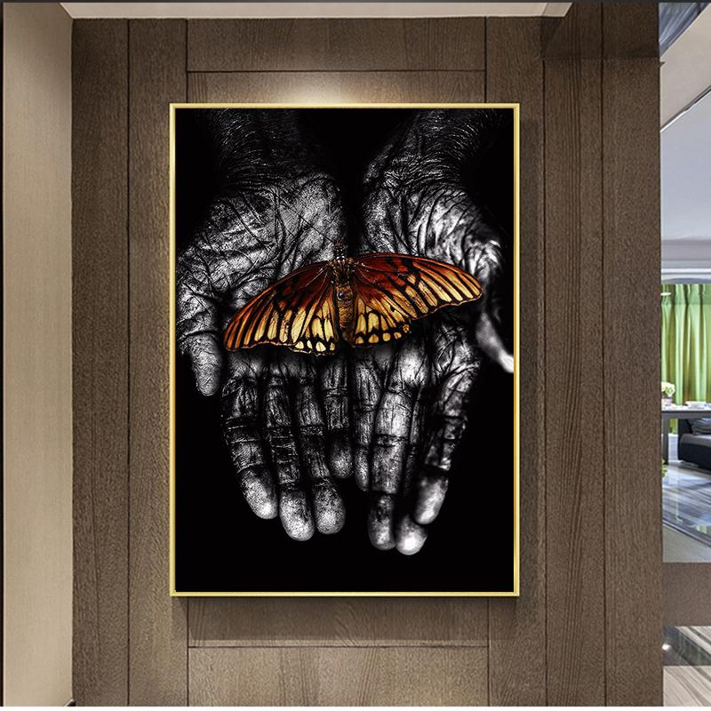 Obraz sztuki nowoczesnej Sowa Skandynawska Motyl Zwierzę Plakat Druk na płótnie Dekoracja salonu obrazy na ścianę