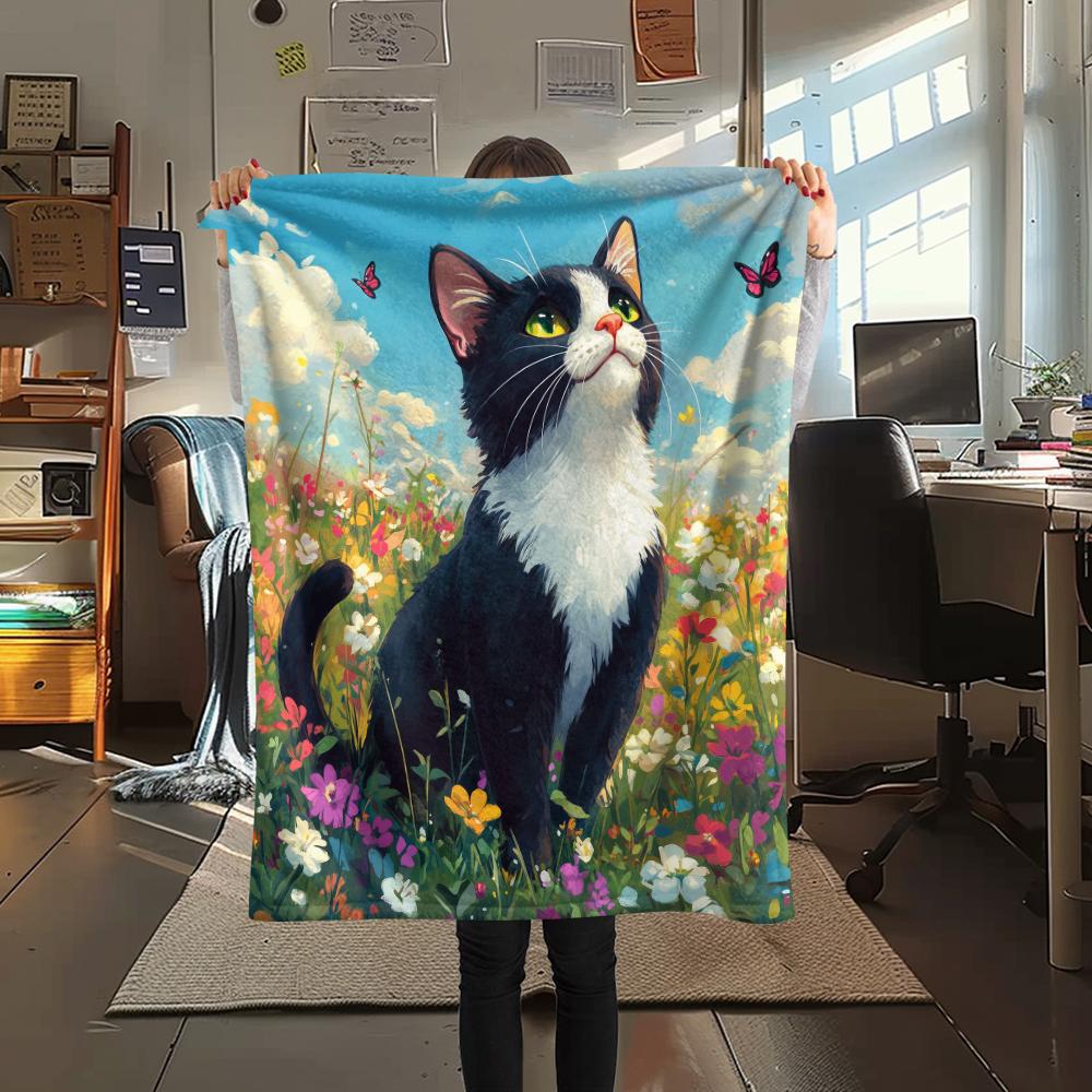 Beautiful Calico Cat,pattern Flannel Blanket, High quality Comfortable for All Seasons, Home Decor, Warmth and Comfort, Perfect for Gifts.