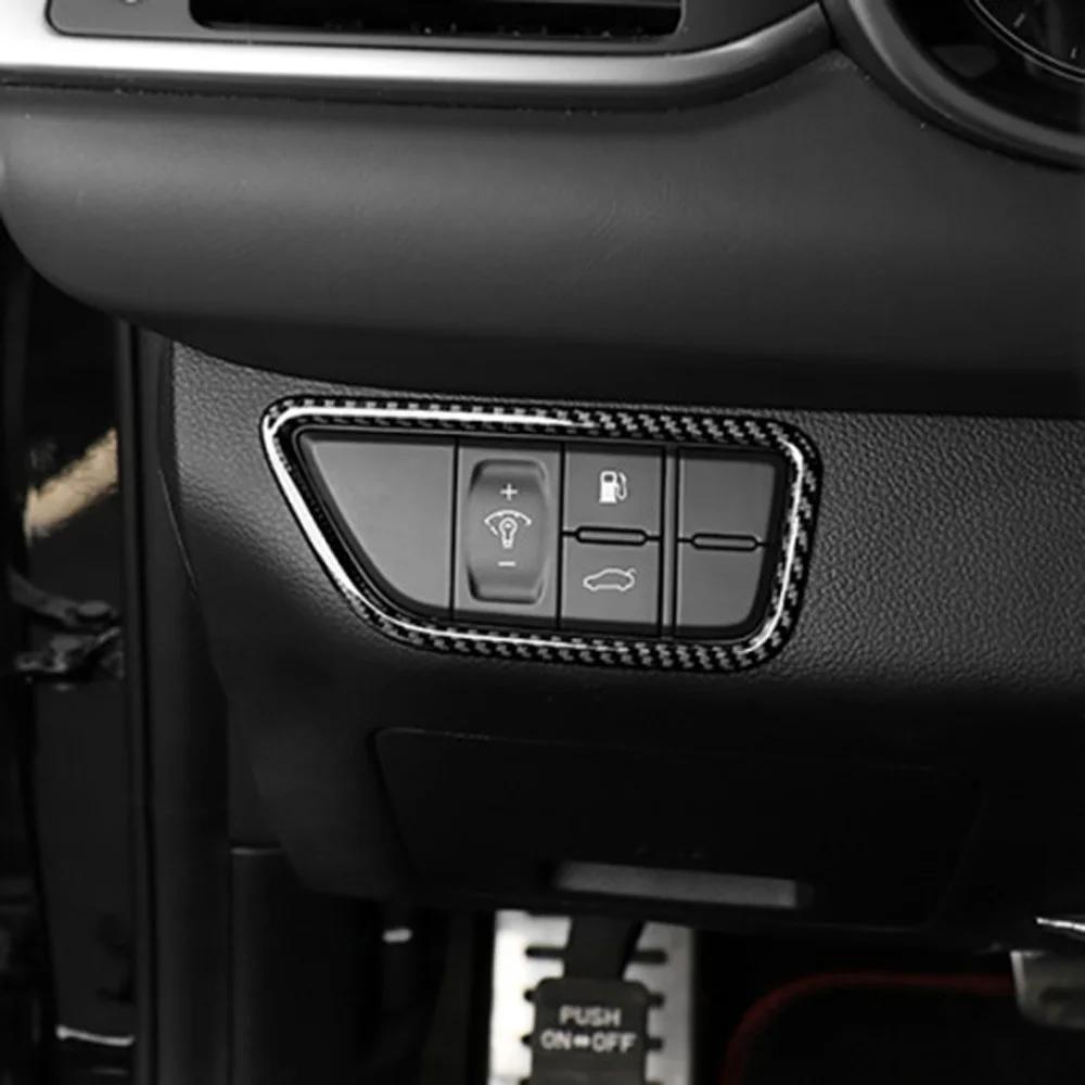 For Genesis G70  -2025 Carbon Fiber Style Headlight Adjustment Button Cover Automotive Interior Decoration Accessories LHD Carbon Fiber