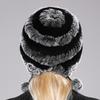 Winter Hats for Girls Women's Fur Hat Real Rex Rabbit Cap Floral Knitted Hat with Balls Skulls Beanies 55-59cm
