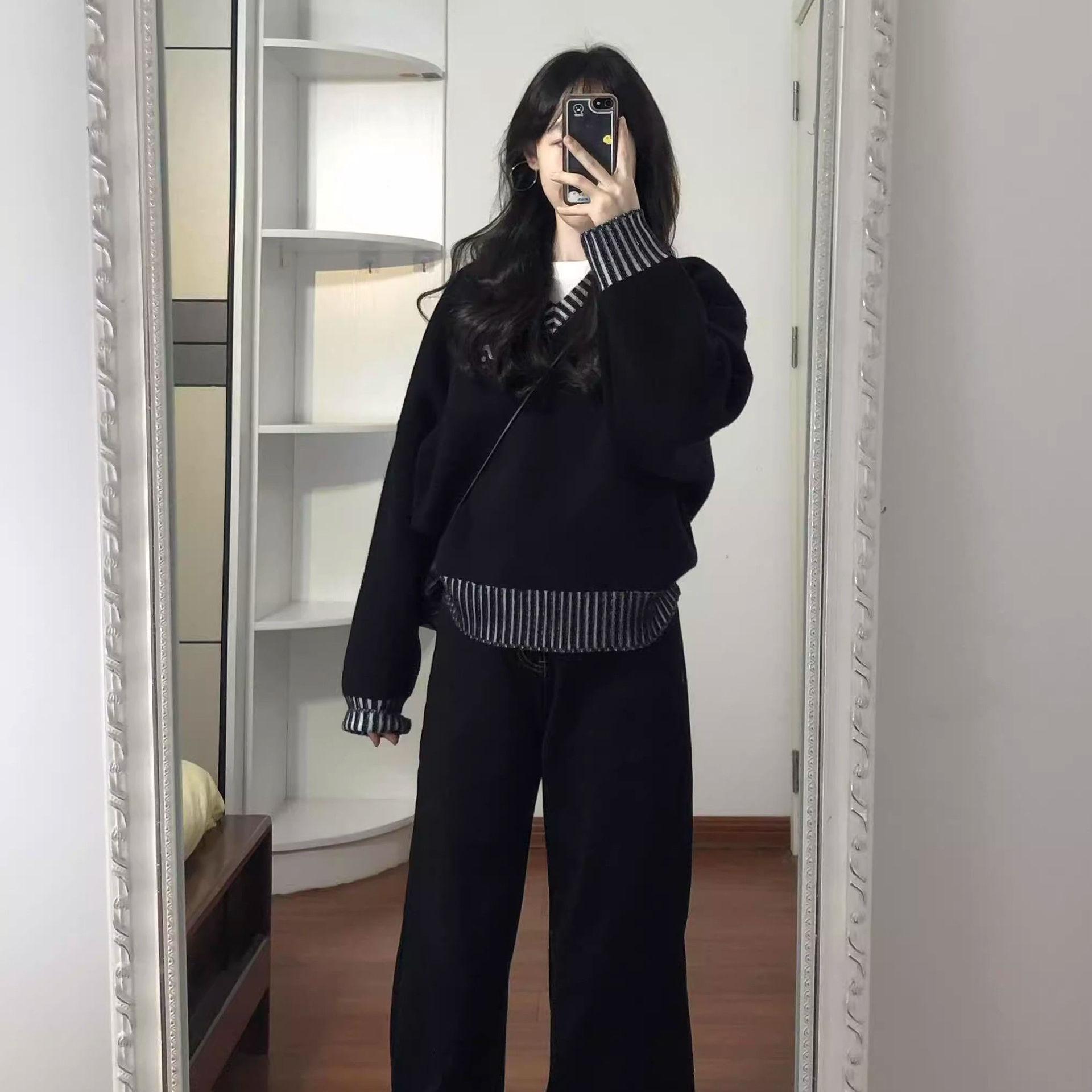 

Sense Design Women s Korean Style Striped Color Block Pullover Sweater - Retro, Waxy Soft for Autumn/Winter M (suggested for 48-55kg)