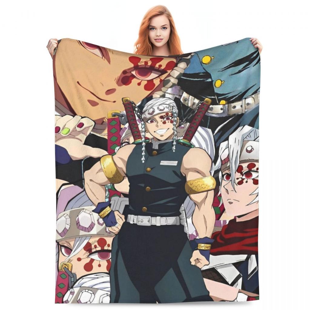 Zvukový pilíř Tengen Uzui Flanelová deka Anime Demon Slayer Vlastní přehoz na postel pohovku gauč 150*125cm Přikrývka