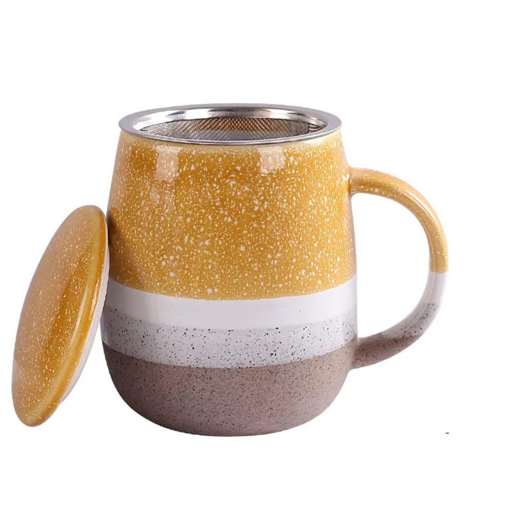 Ceramic Tea Separation Cup with Filter and Lid Milk Mug Multifunctional Water Cup  Breakfast