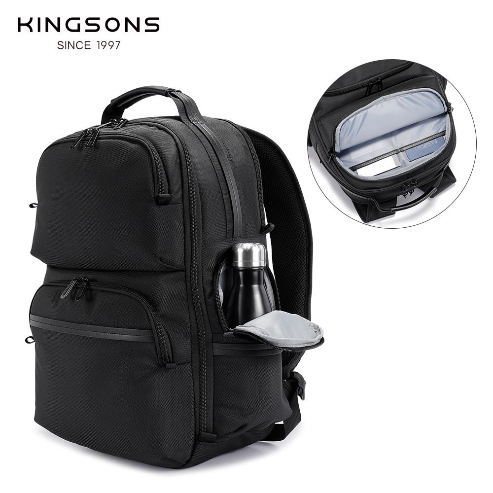 Men's Backpack Kingsons Waterproof Polyester Business Commuting Daypack  23L with Luggage Strap Fits 15.6" Laptop & 12.9" Tablet