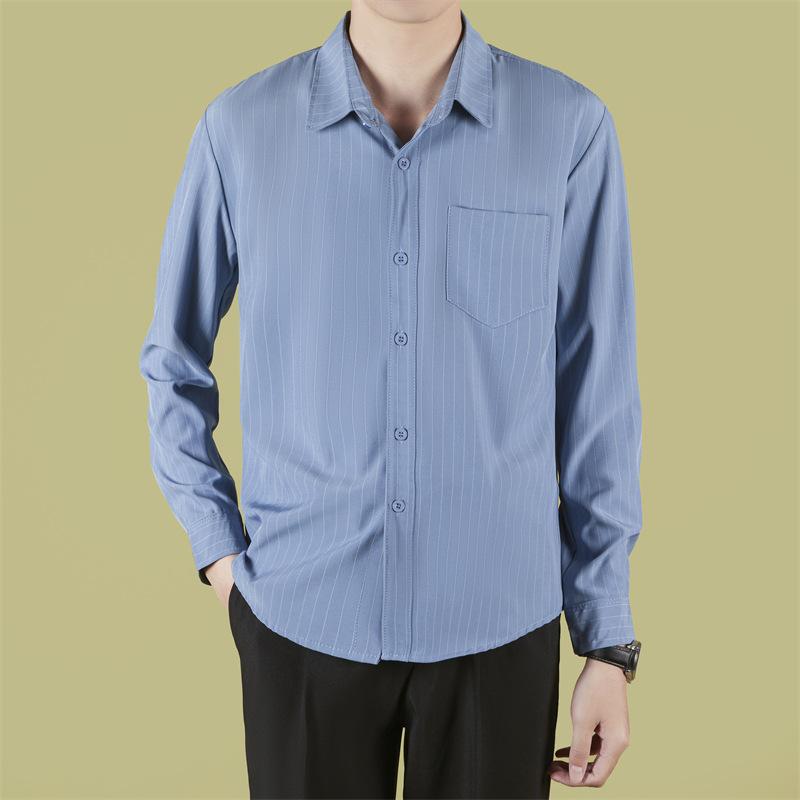 Camicia a Maniche Lunghe Uomo Camicia a Righe Uomo Vestibilità Slim Taglie Forti