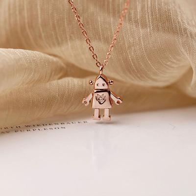 Robot Pendant Necklace Fashion Creative Personality Disco Hip-hop Trendy Collarbone Chain