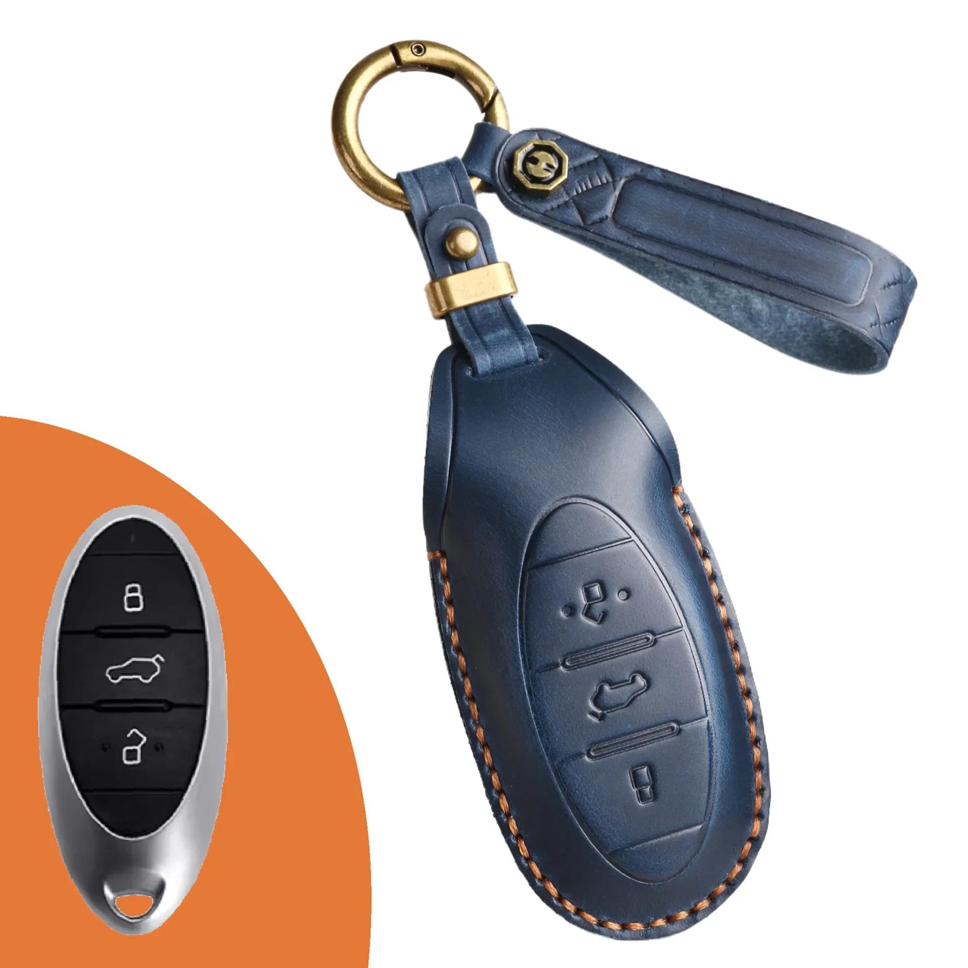 

Leather Phnom Penh Car Key Cover Case Shell For Faw Bestune Pentium T77 T33 T99 Key Protector Shell Auto Accessories