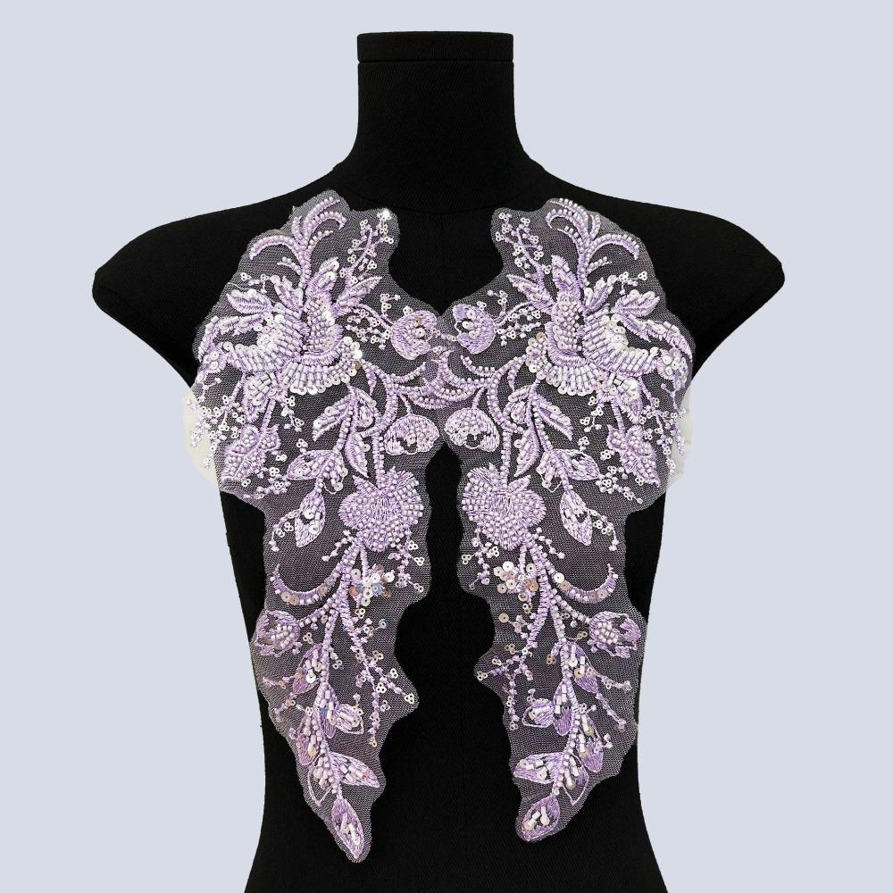 Floral Pattern Embroidery Applique Beaded Sequin Sewing Applique Exquisite Cloth Patch Sewing DIY
