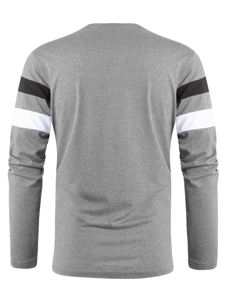 Men's Color Block Casual Round Neck Long Sleeve Sports T-shirt
