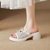 Sommer Hollow Out Mesh Keilsandalen Damen Peeptoe Klobige Plateau Pantoletten Frau Rutschfest Dicke Sohle Outdoor Slides