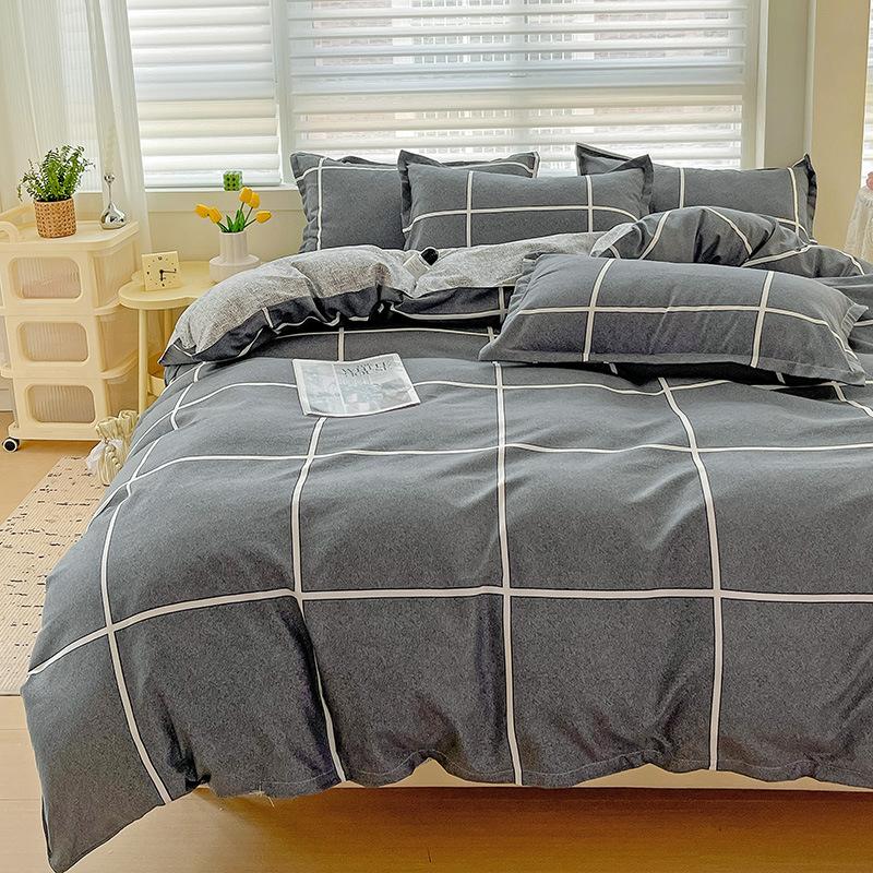 Klasse A Säuglings- und Kleinkindqualität Ins Kleiner Frischer Verdickter Abgeriebener Vier-Teile-Satz Hautfreundliche Laken Gewaschene Baumwolle Bettbezug Schlafsaal 3-teiliges Set