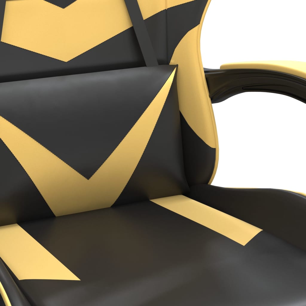 Gaming Chair with Footrest Swivel Black & Gold PU Leather