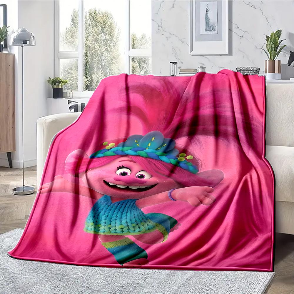 Trolls Theme Printed Blanket - Perfect for Couch, Bed, Travel & Outdoor Use | Machine Washable, Cozy & Durable.