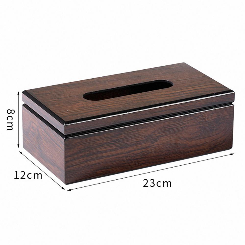 Walnut Color Wooden Tissue Paper Dispenser, Home Daily Use Desk Wood Napkin Paper Storage Case